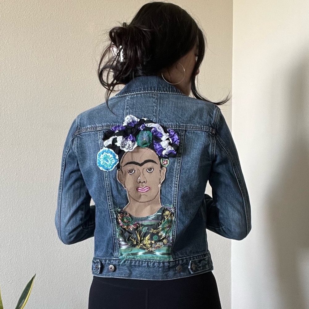 Jean jacket with Frida Kahlo portrait